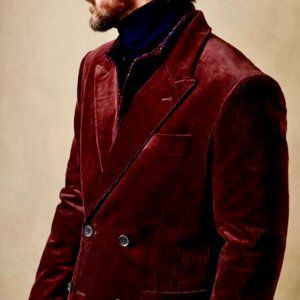 Banana Republic COMO CORDUROY SUIT JACKET IN RED 48R Orig. $400